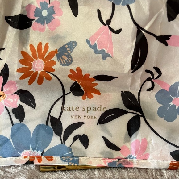 Kate Spade Floral Reusable Tote Bag Pink Blue Eco Shopper Market Beach - Picture 6 of 11